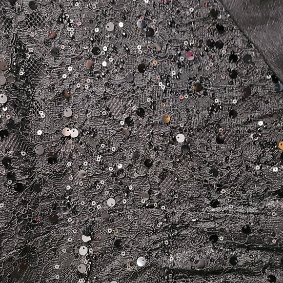 Lace Ruffle Black Strapless Evening Dress - Picture 5 of 6